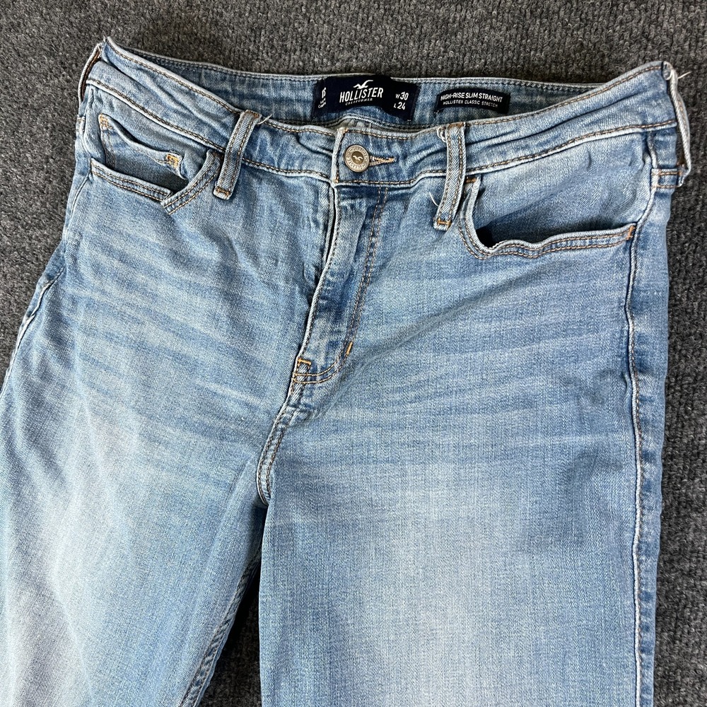 Hollister Straight Jeans Womens 30x23 Blue Denim Classic Stretch High Rise Slim
